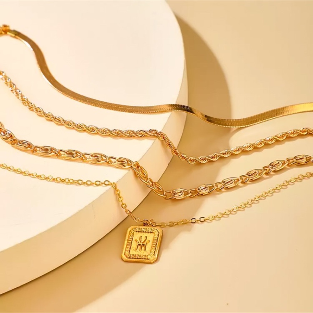 ⚫️𝟮=𝟱𝟬%𝗢𝗙𝗙⚫️ ⚜️[𝟯/$𝟮𝟴]⚜️4 Layered Gold Herringbone Twisted Anklet NEW - Picture 3 of 7